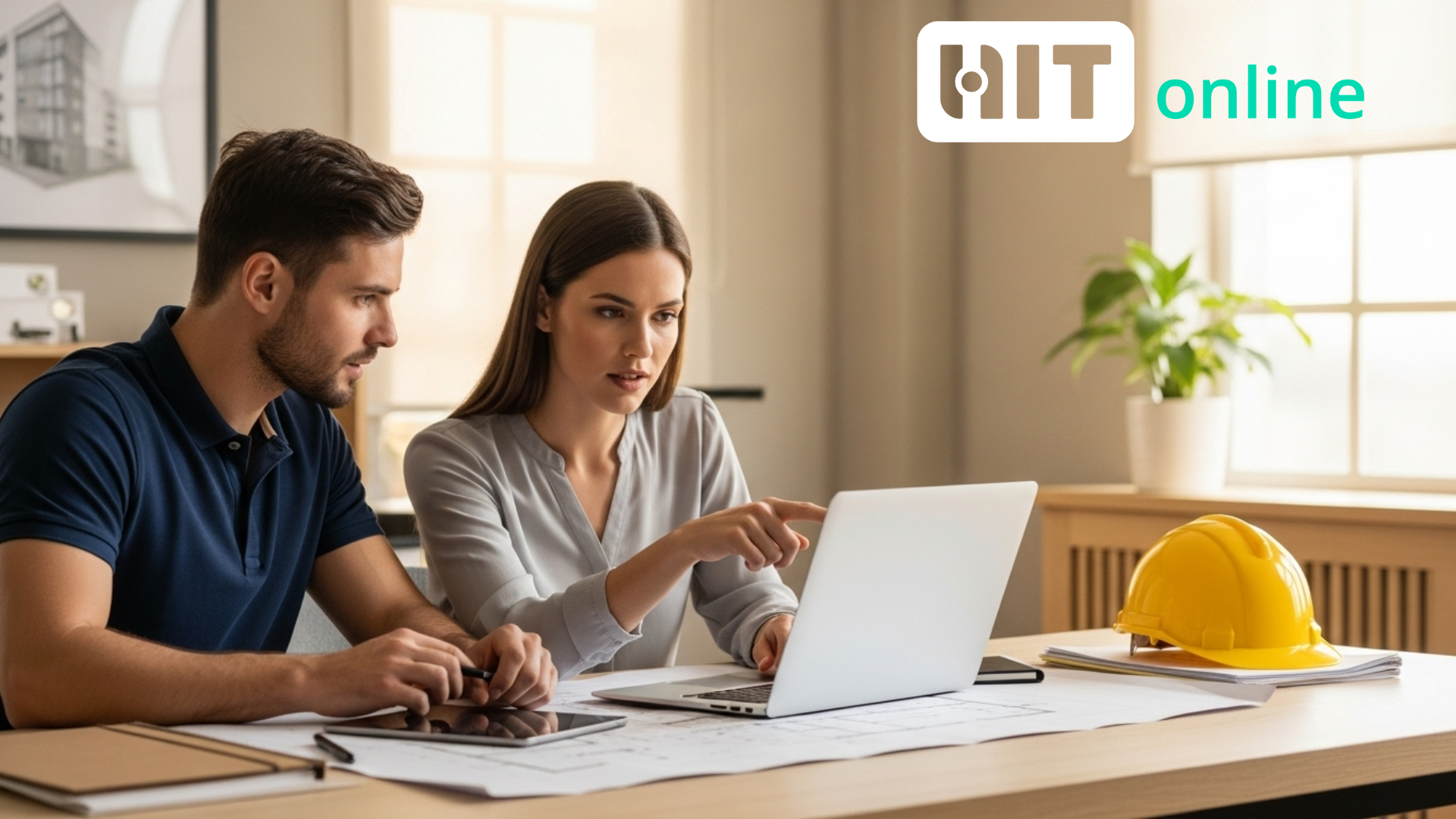 Responsables de projet analysant des indicateurs de performance sur écran dans un bureau moderne avec Hit-Online