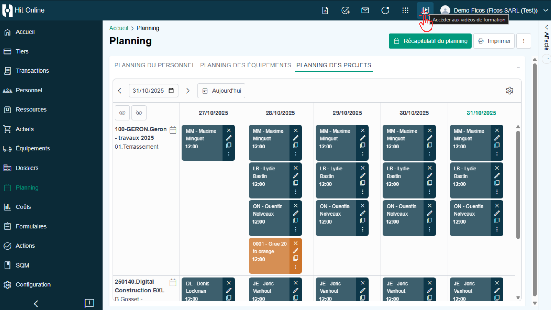 Vidéos de formation