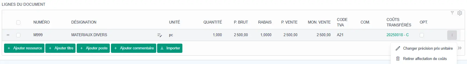 Transaction informations