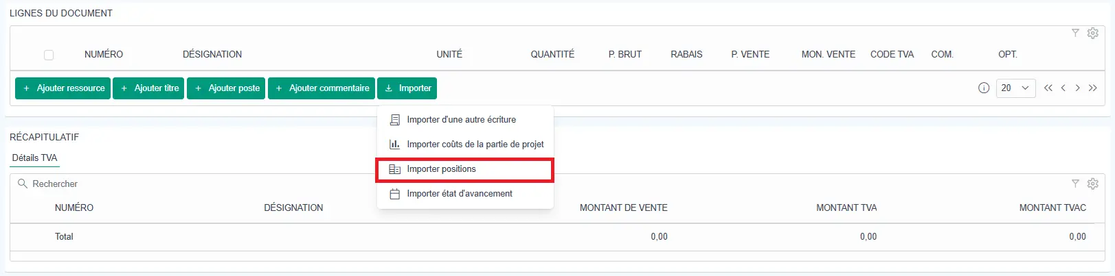 Transactions informations
