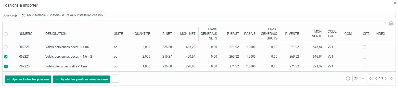 Transactions informations
