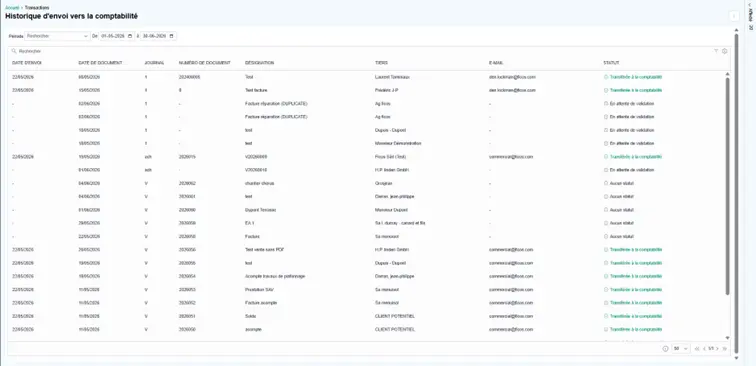 Vue détaillée des transferts