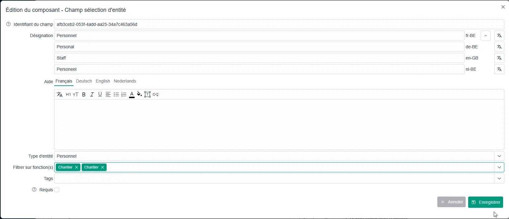Filtering personnel by function in forms