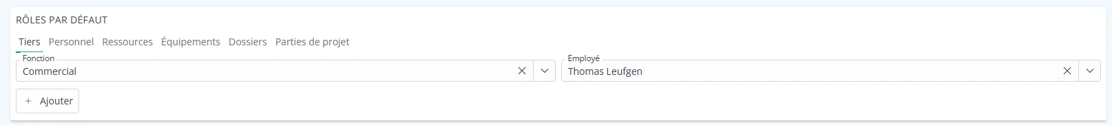 Accès à la configuration des rôles par défaut dans Hit-Online